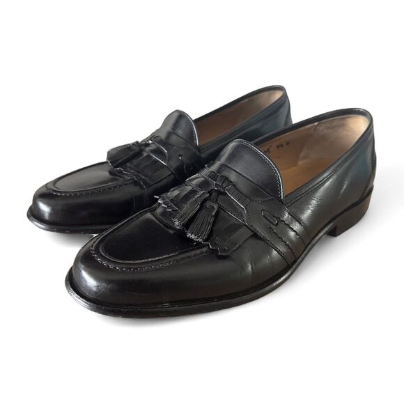 Florsheim Mens 9.5 D Black Leather Tassel Loafers Dress Shoes Slip On 18498 main image 7